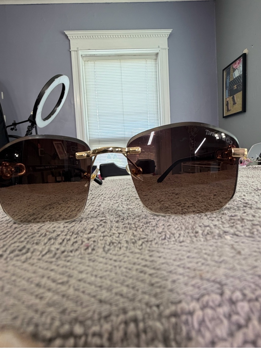 Women's Rimless Square Sunglasses - Brown Gold